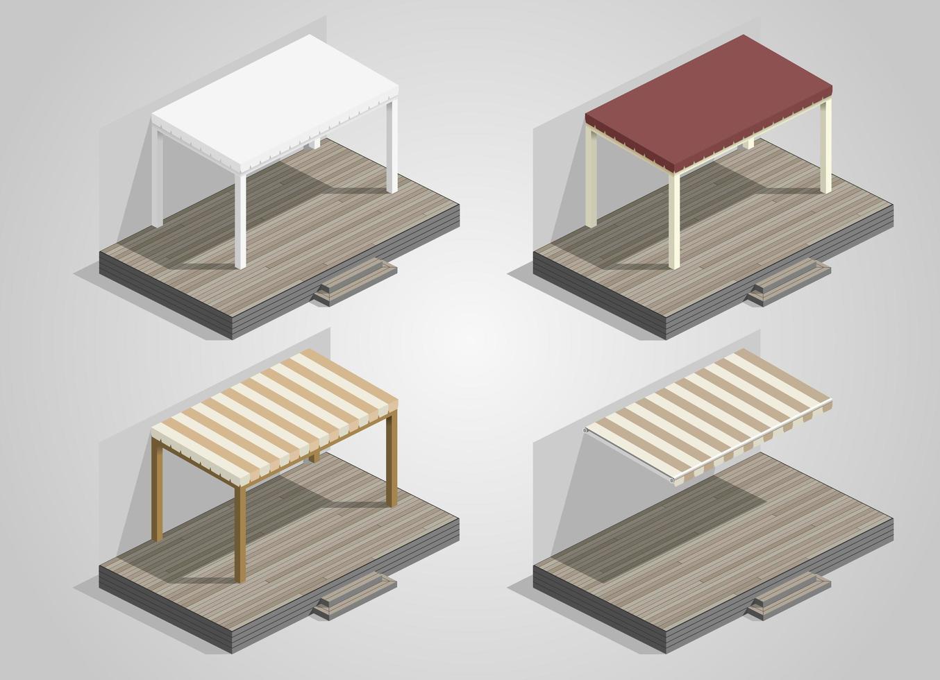 Set of canopies and awnings for a terrace vector