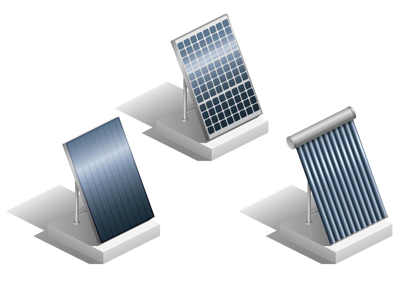 conjunto de diferentes paneles solares modernos vector