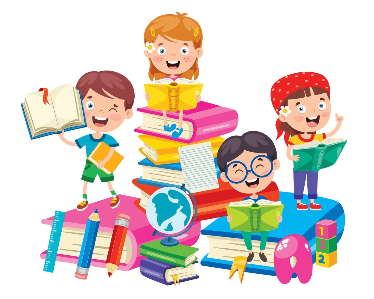 happy-school-kids-on-big-books-learning-