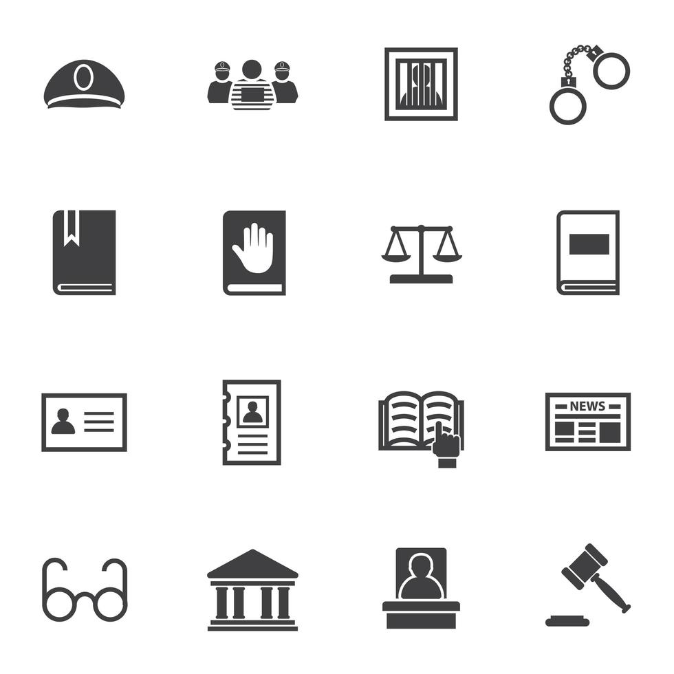 conjunto de iconos de derecho penal vector