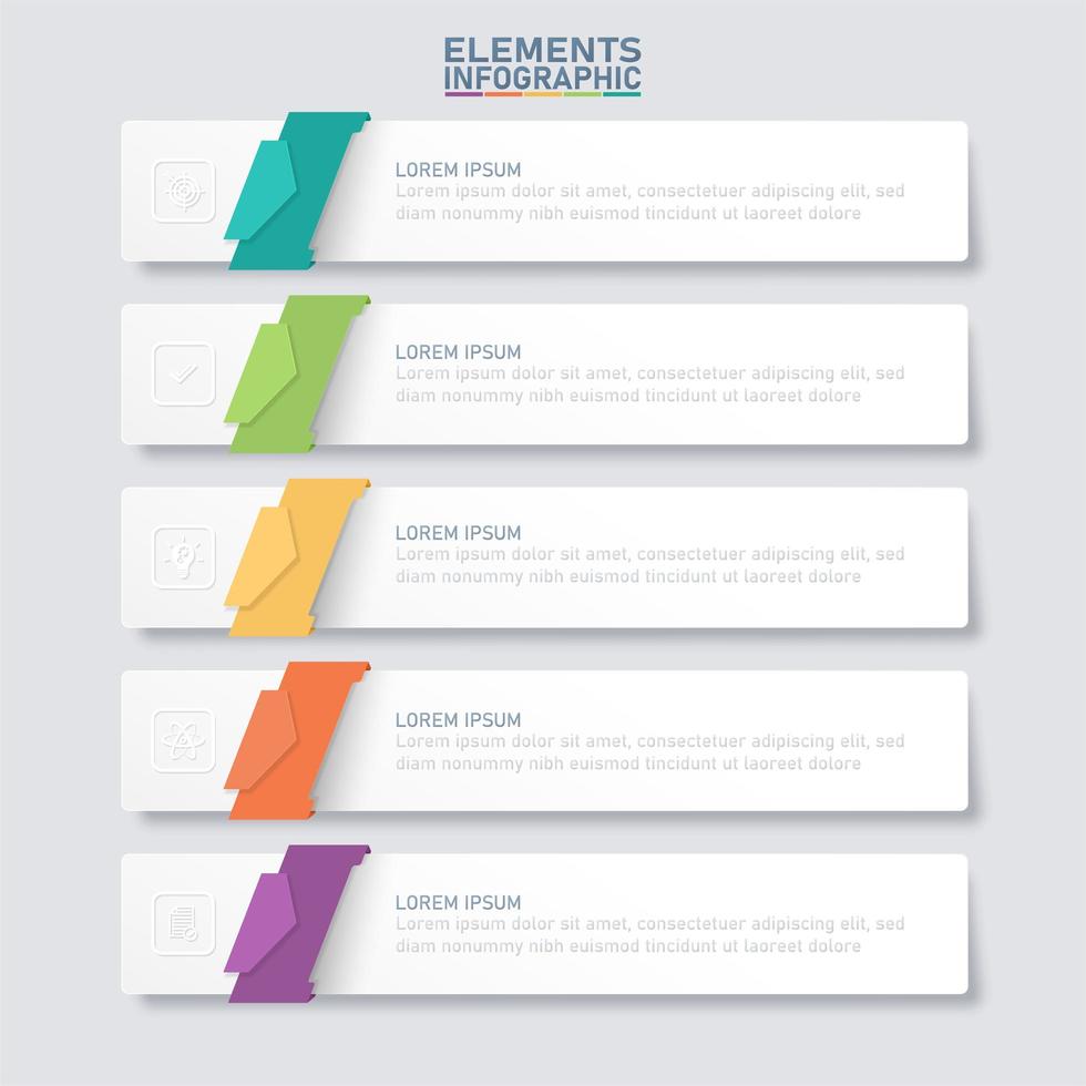 plantilla de elementos de infografía con papel colorido 3d vector