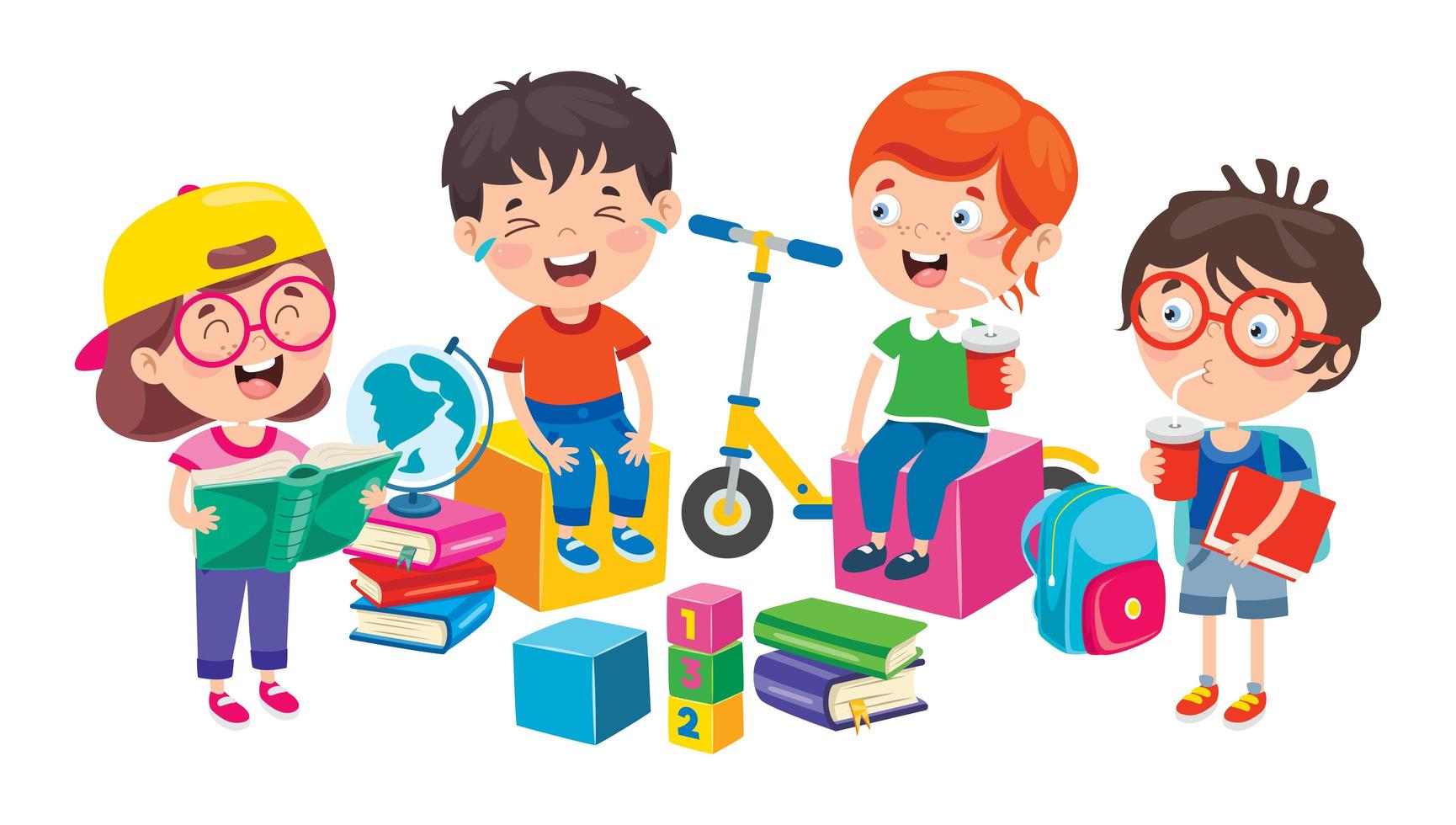 Happy School Children Sitting Laughing vector