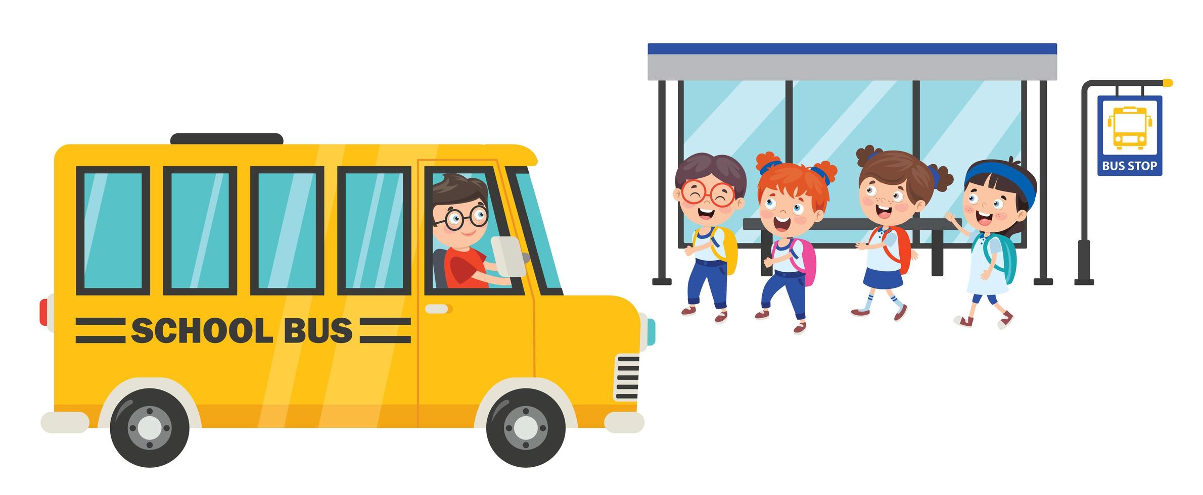 Children Awaiting the School Bus vector