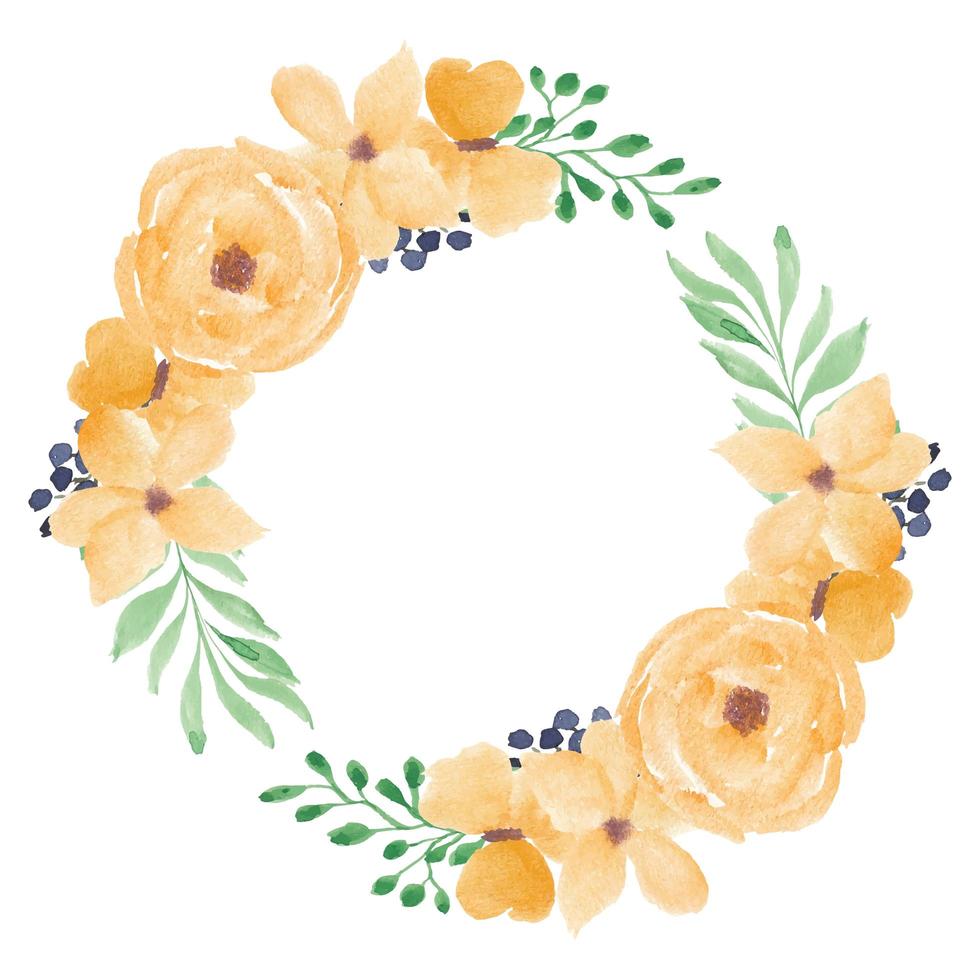 Yellow watercolor rose flower wreath 1219795 Vector Art at Vecteezy