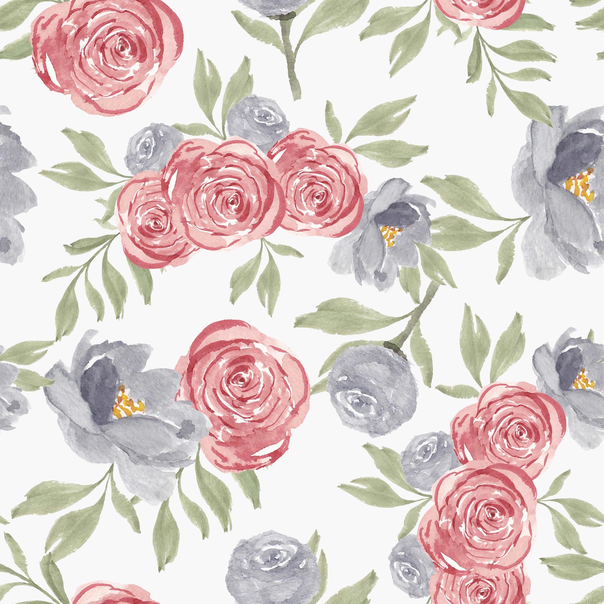 Watercolor rose peony flower seamless pattern vector