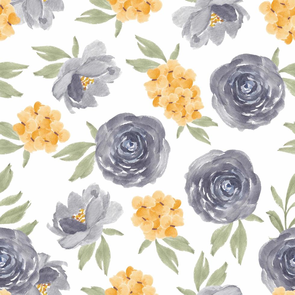 Watercolor purple rose floral seamless pattern vector