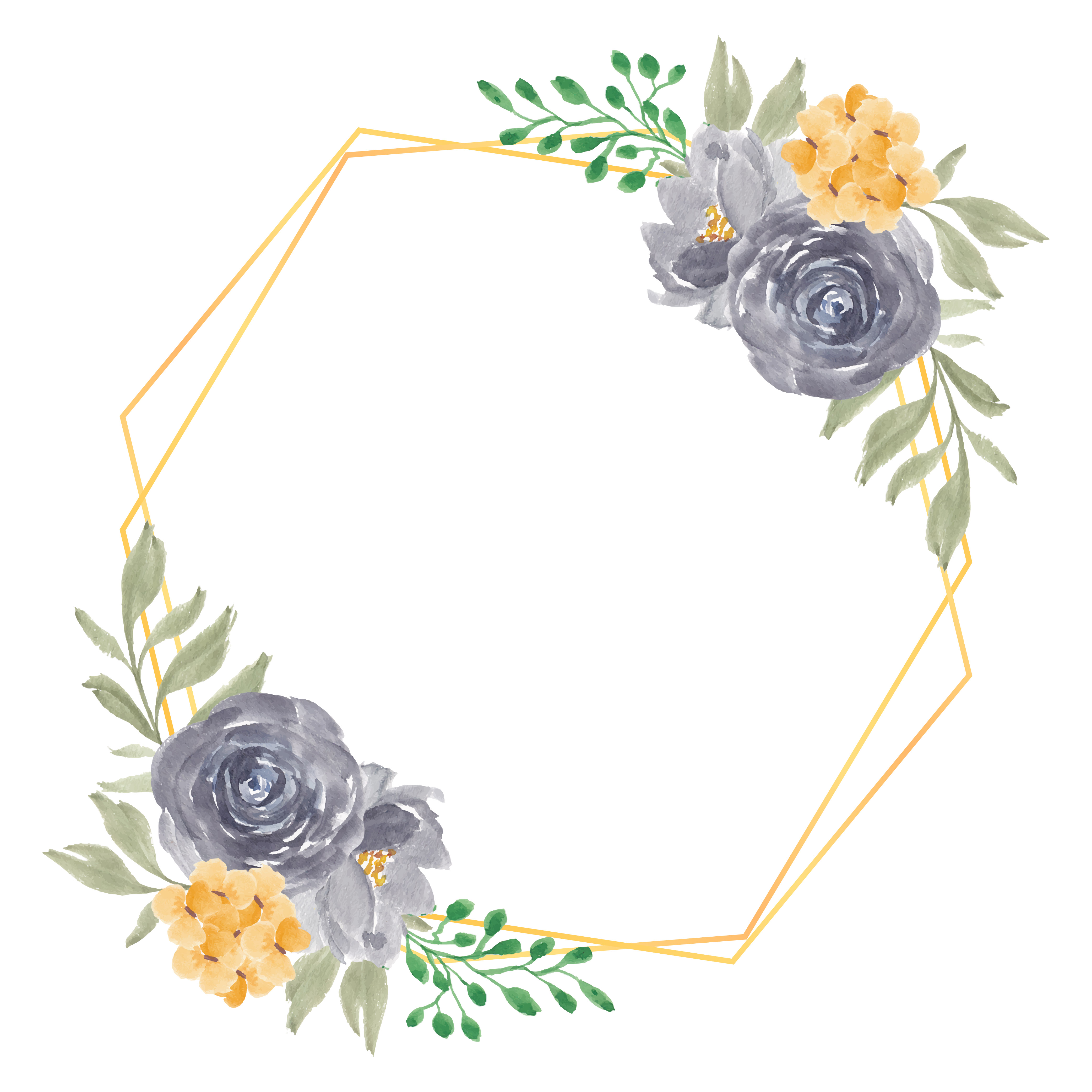Download Watercolor rustic purple and yellow rose flower frame - Download Free Vectors, Clipart Graphics ...