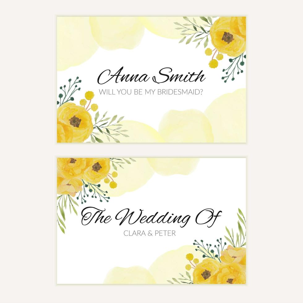 Floral watercolor bridesmaid card template  vector