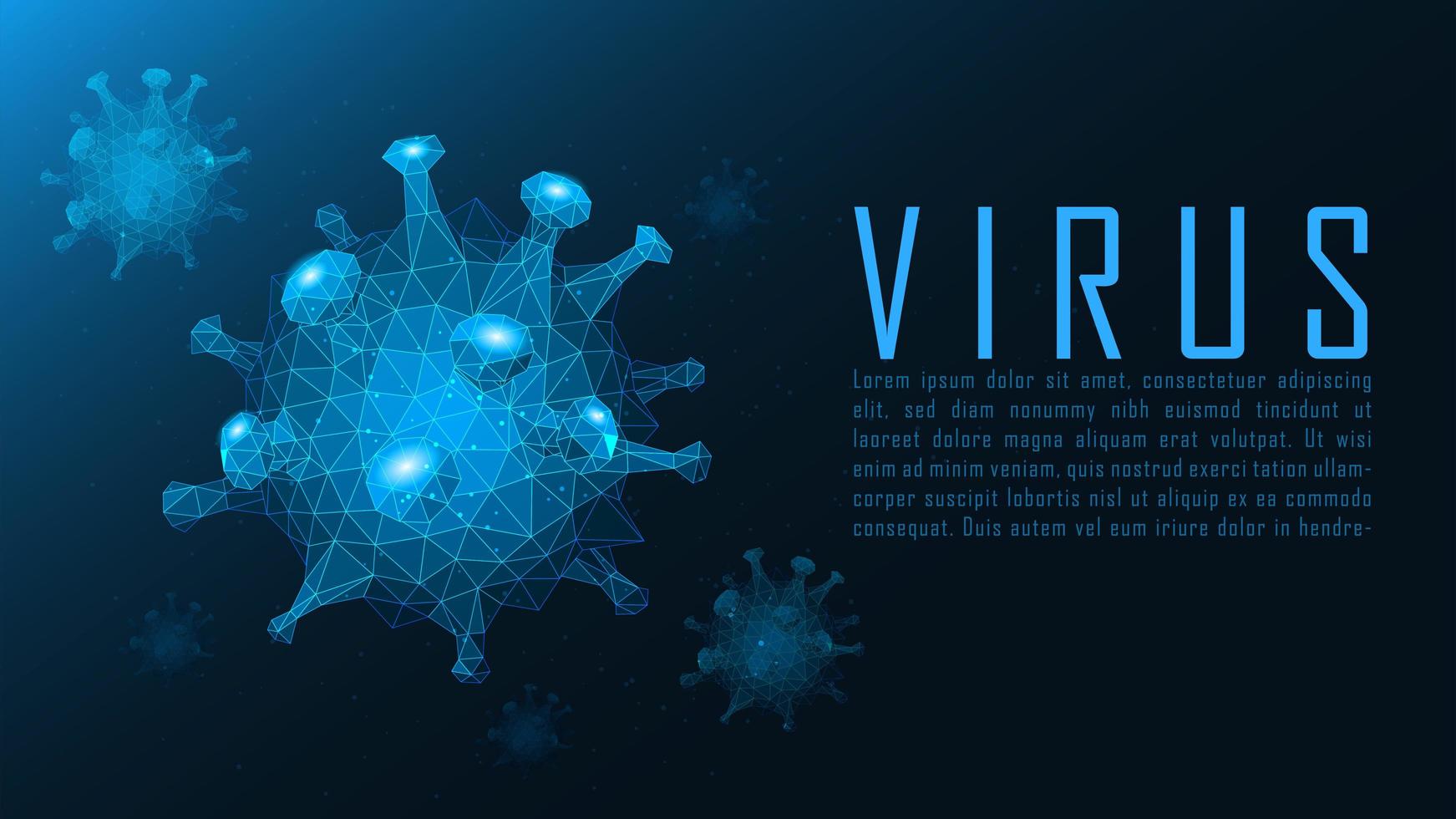 Blue wire frame virus cells with sample text vector