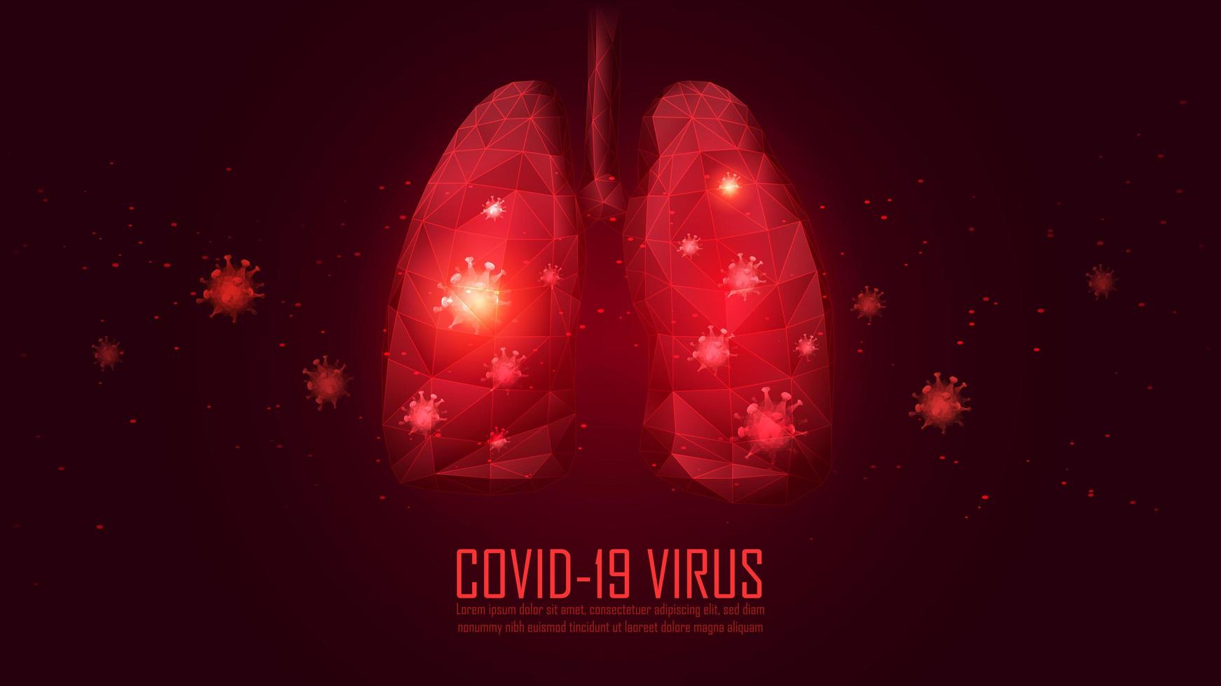 Red polygon lungs infected by virus vector