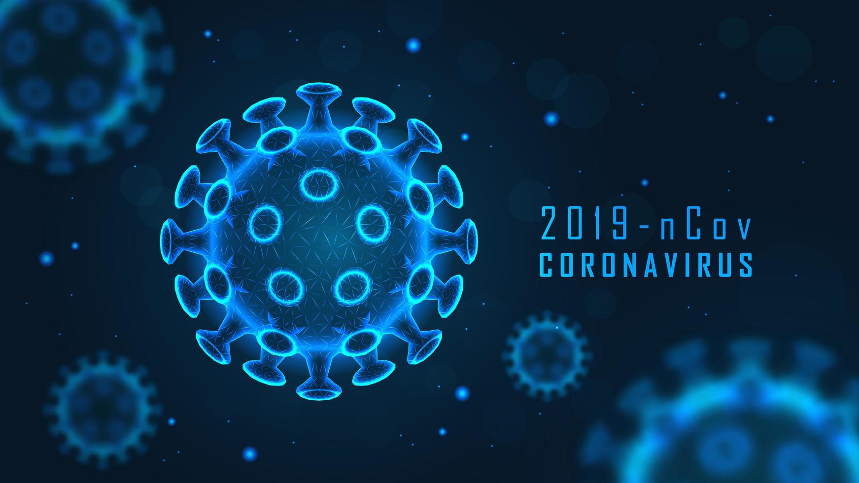 Coronavirus cell structure on blue vector