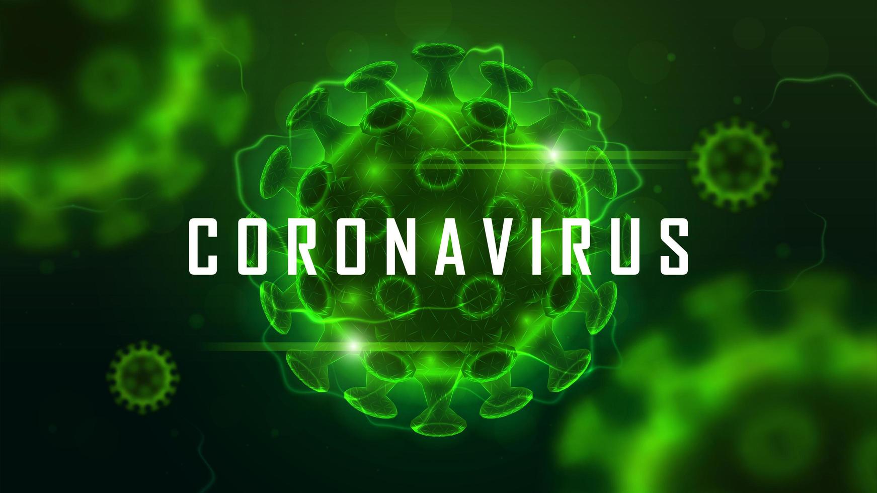 Coronavirus cell structure on green vector