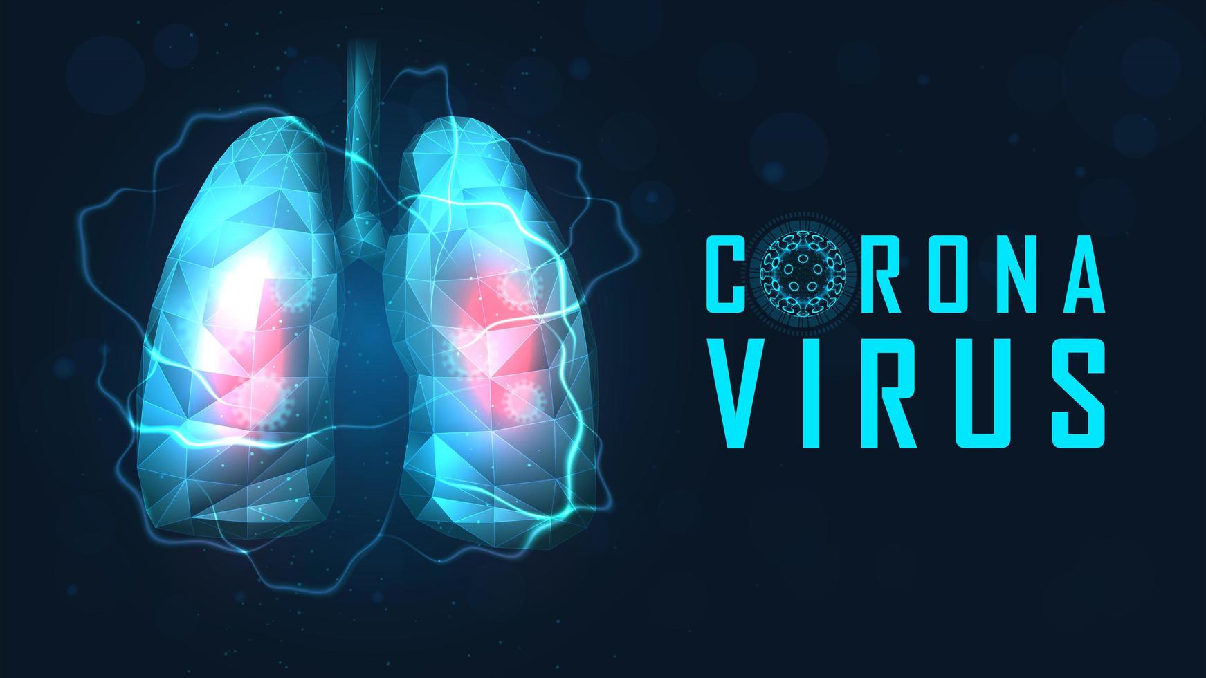 Polygon style lungs infected by corona virus vector