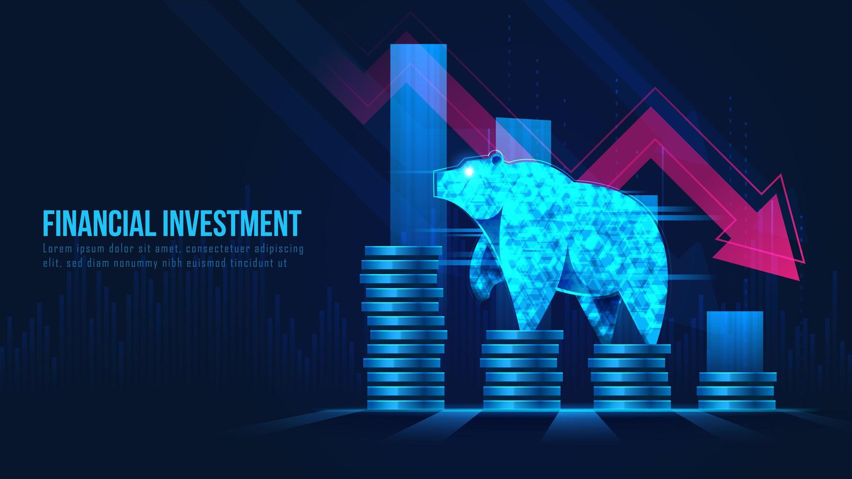 concepto futurista del mercado bursátil bajista vector