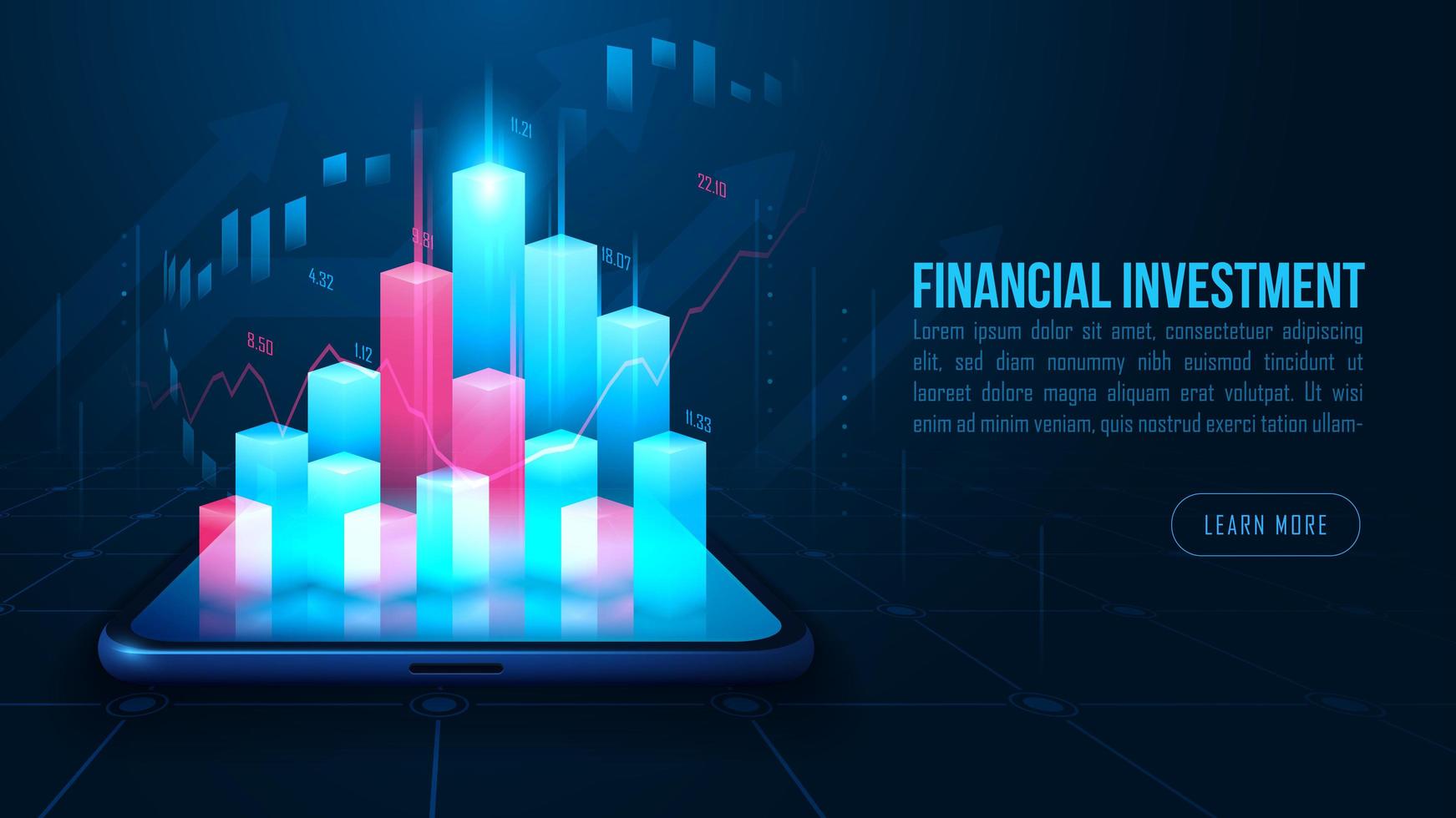 gráfico de comercio de acciones o divisas en el teléfono inteligente vector