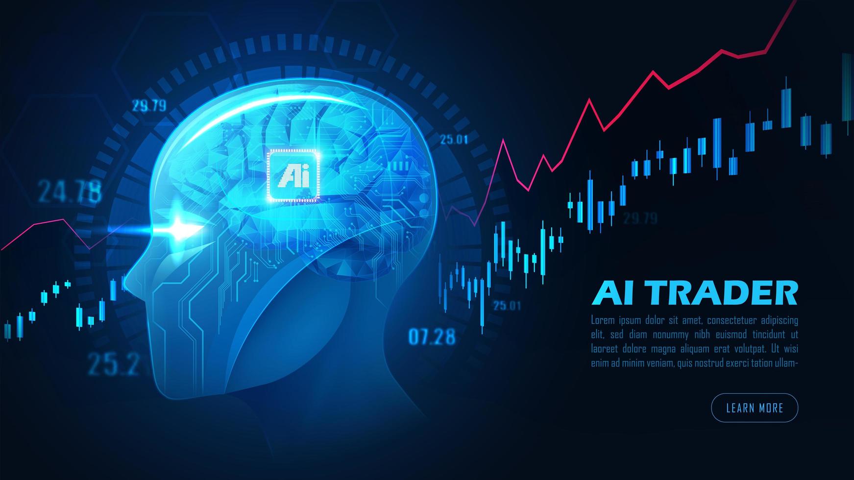 gráfico de la cabeza del comerciante de inteligencia artificial vector