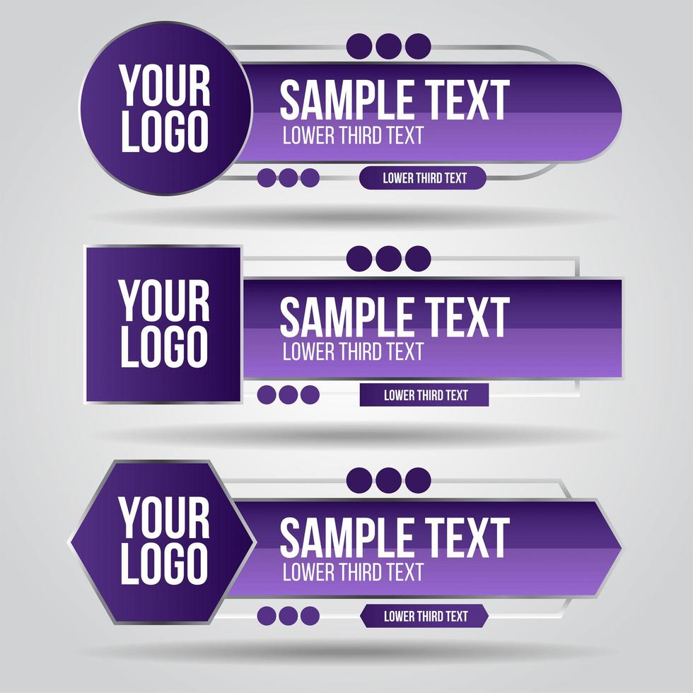 Lower third tv template purple and grey vector