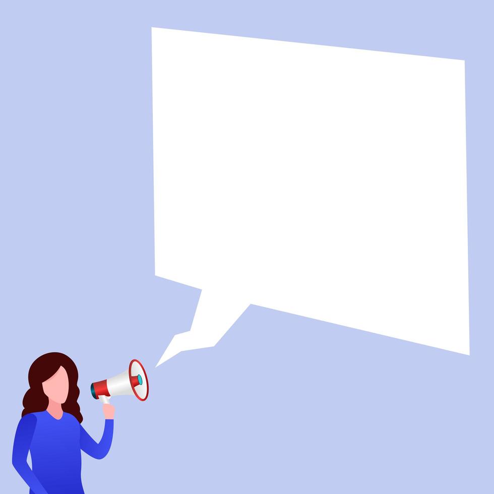 Women with a megaphone and empty speech bubble vector