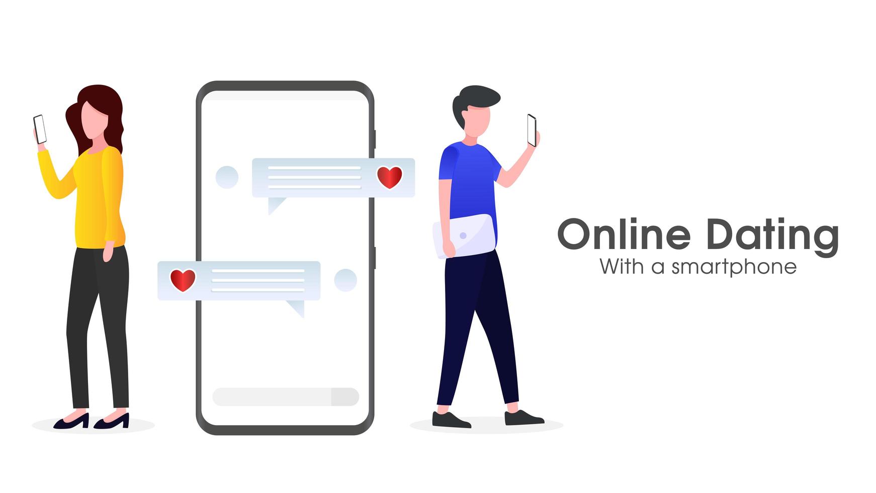Mobile application for online dating vector