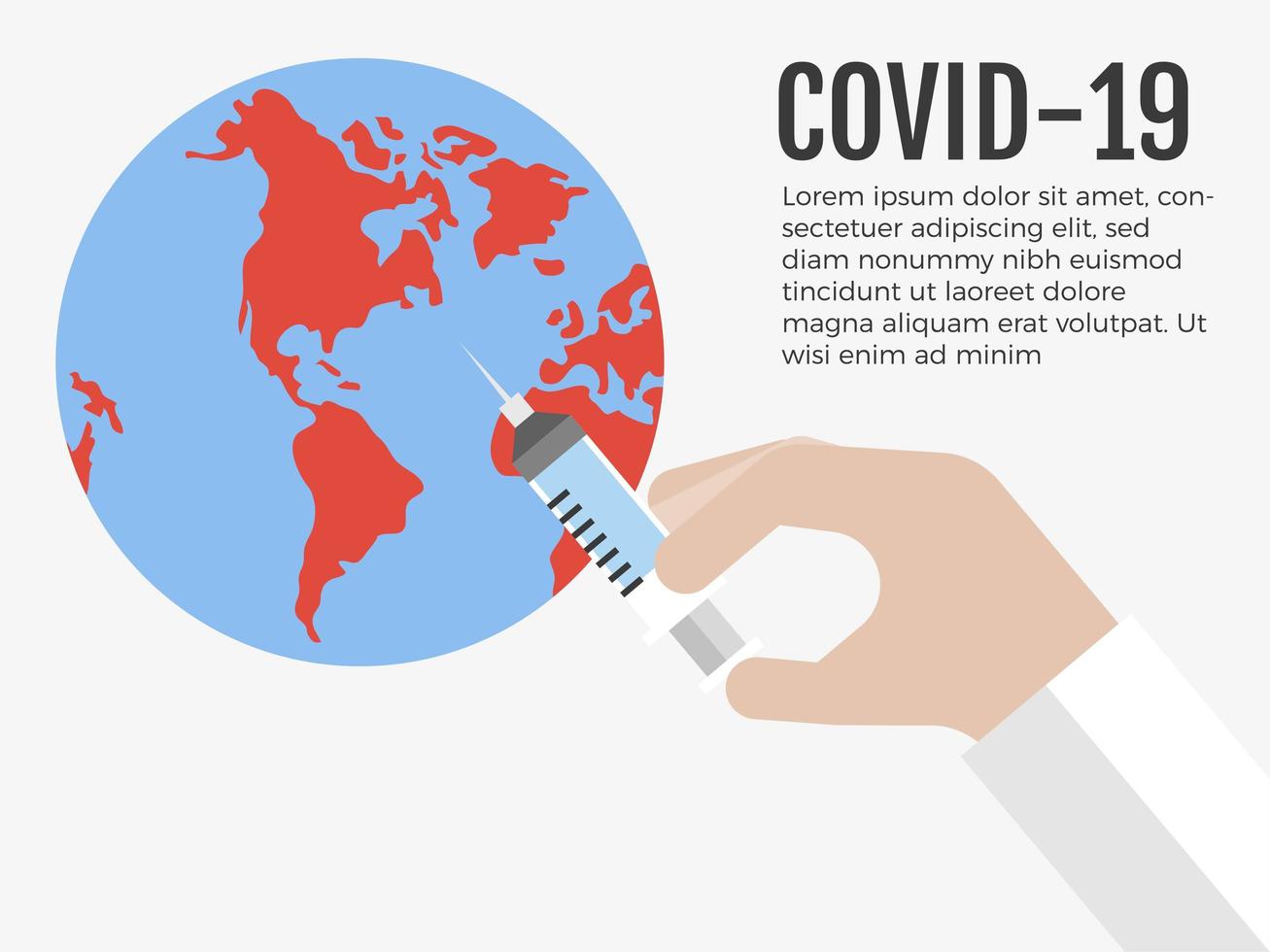 Hand injecting globe with syringe vector