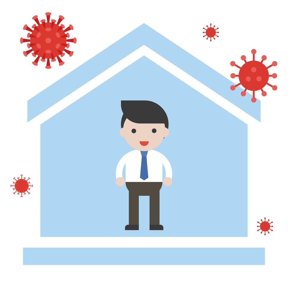 Man stays at home prevent Coronavirus vector