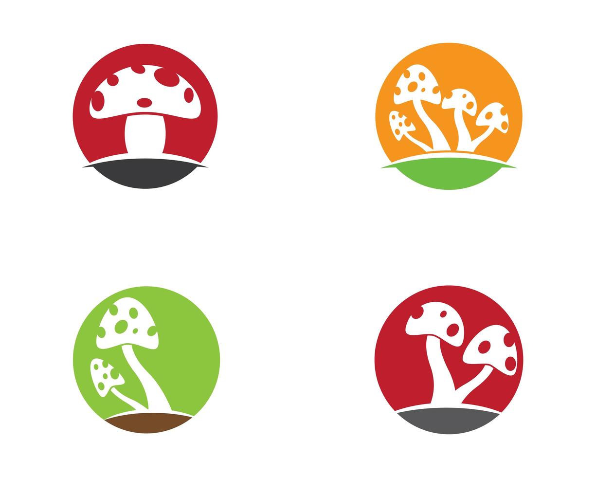 Multicolor Circle Mushroom Logos vector