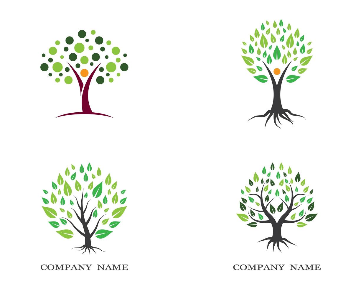 Green Leafy Tree Logos vector