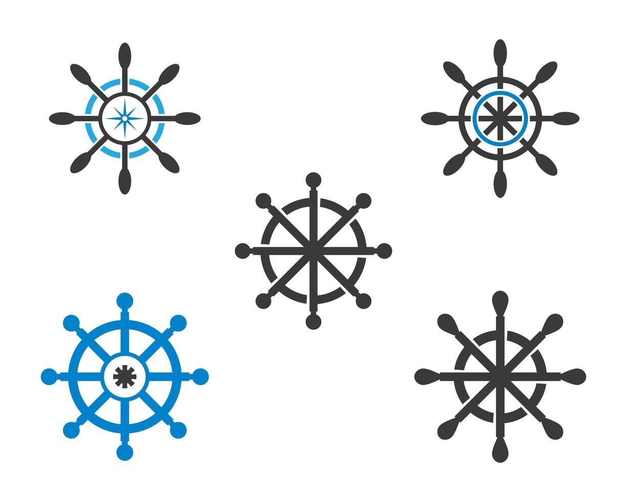 Ship Steering Wheel Icons vector