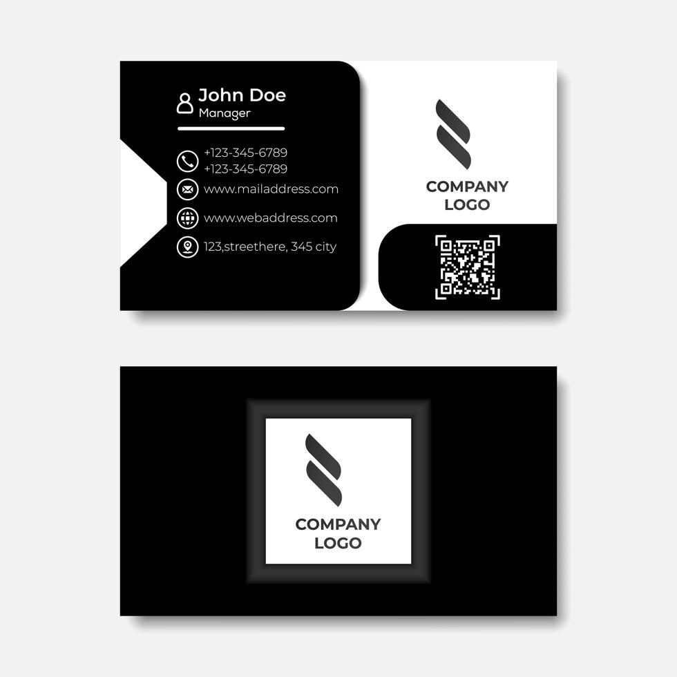 diseño de tarjeta de visita de lujo en blanco y negro vector