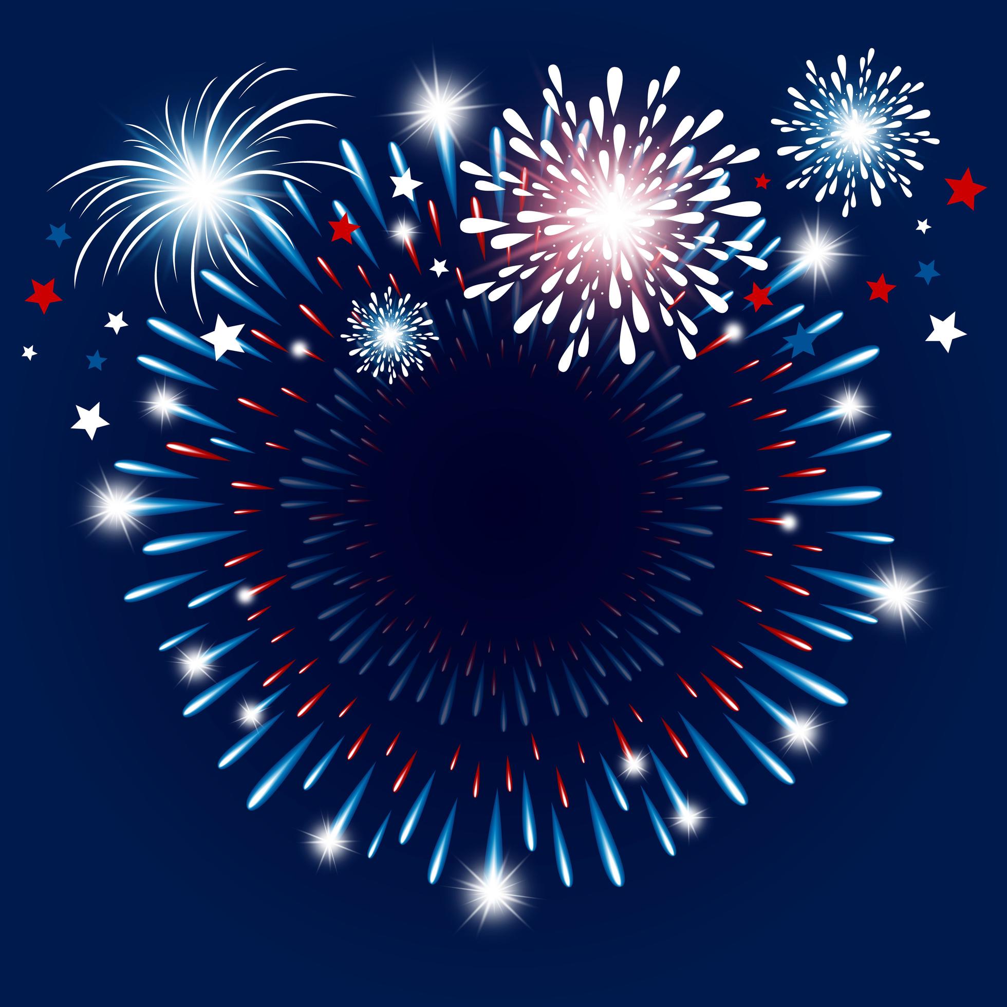 Red, white and blue fireworks on blue 1220305 Vector Art at Vecteezy