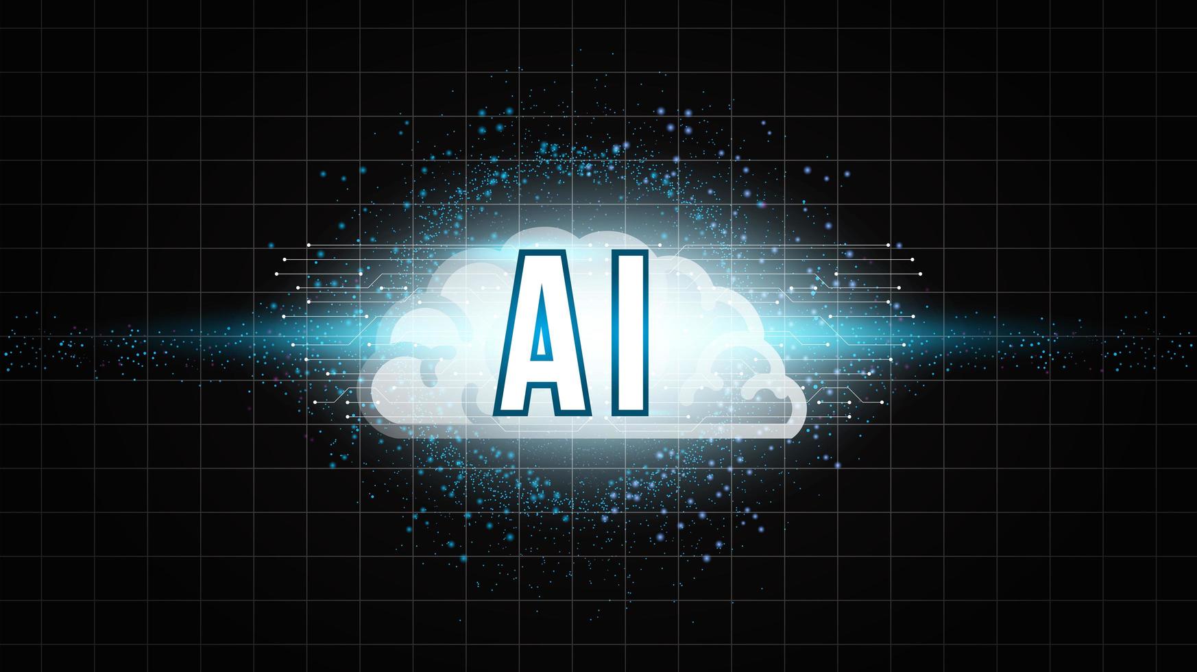 AI design with brain and particle effect vector