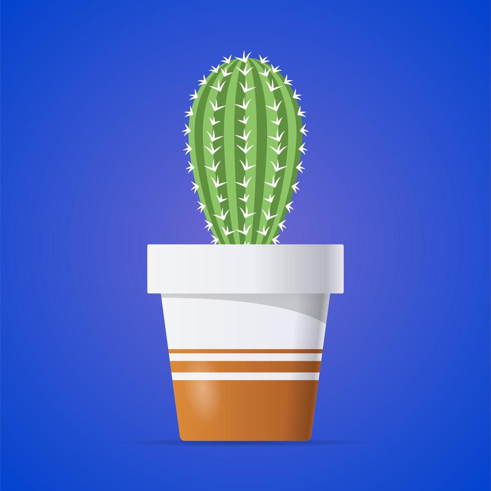 Thorny cactus in a pot vector