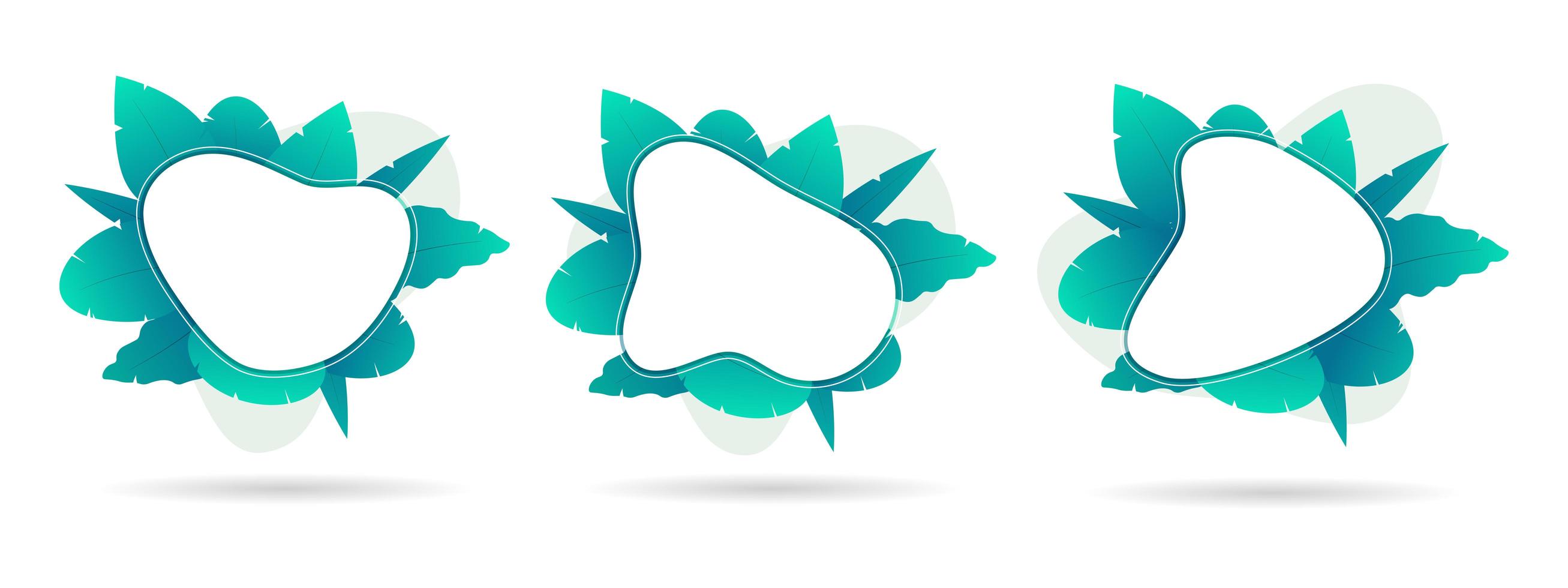 Asbtract white shapes in front of tropical leaves vector