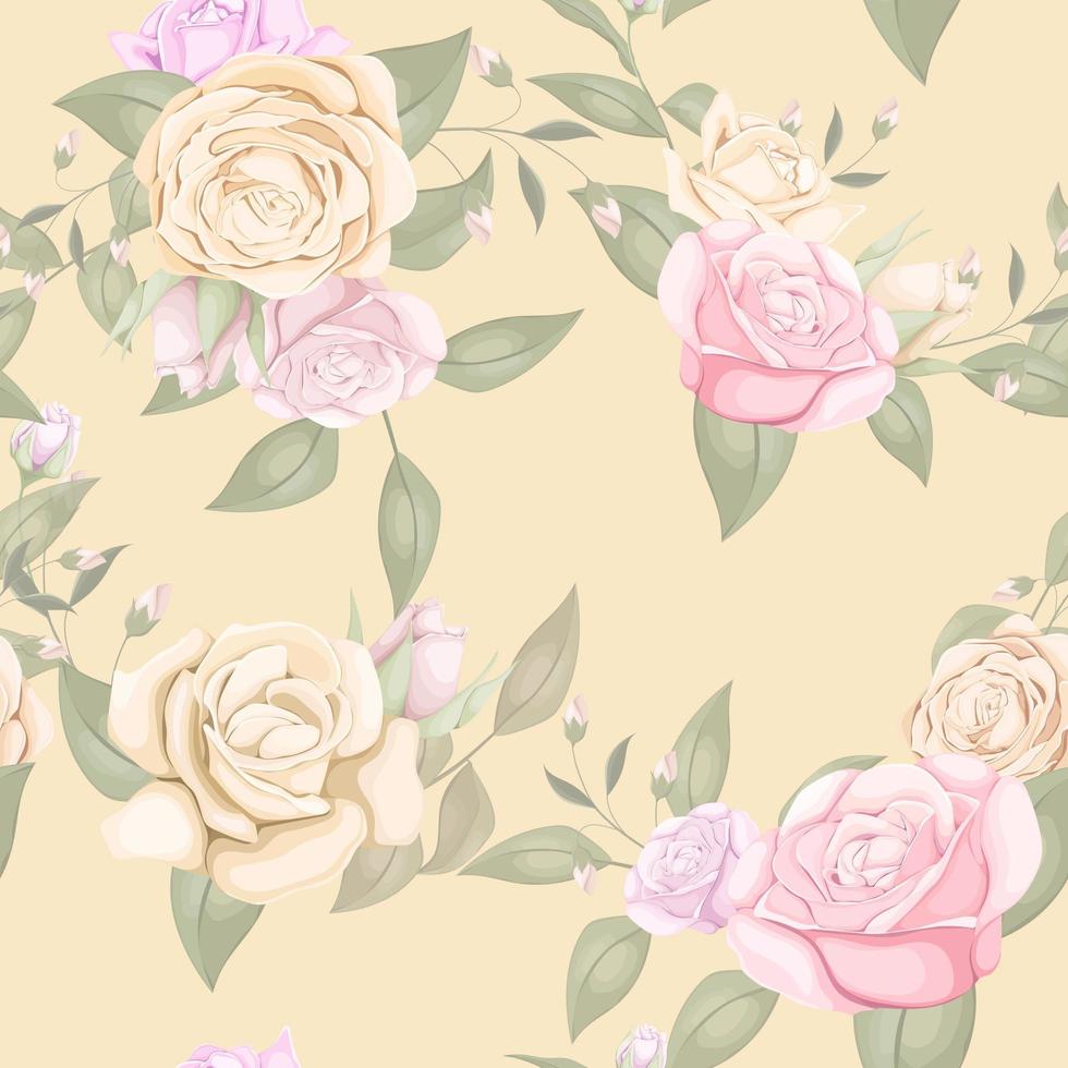 Pink and yellow rose seamless pattern vector