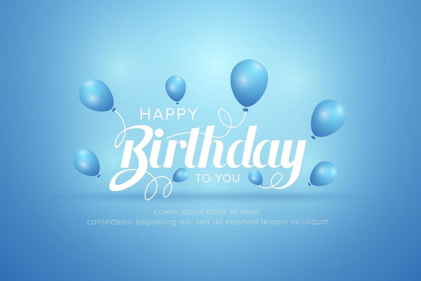 Birthday greeting card with blue balloons  vector