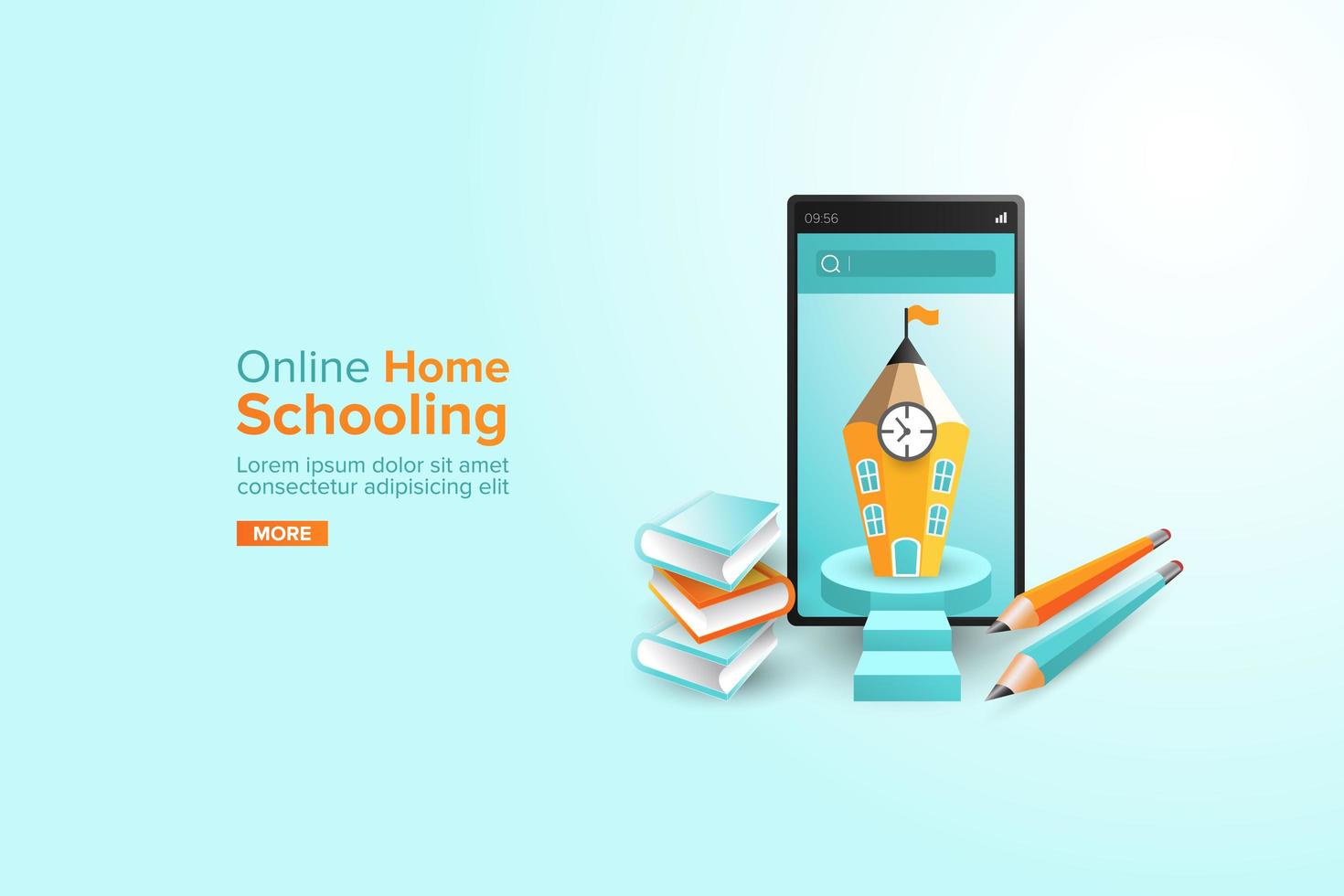 página de inicio de educación en línea de educación en el hogar vector