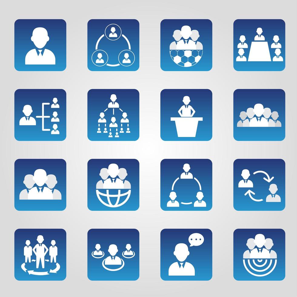 conjunto de 16 iconos simples de recursos humanos vector