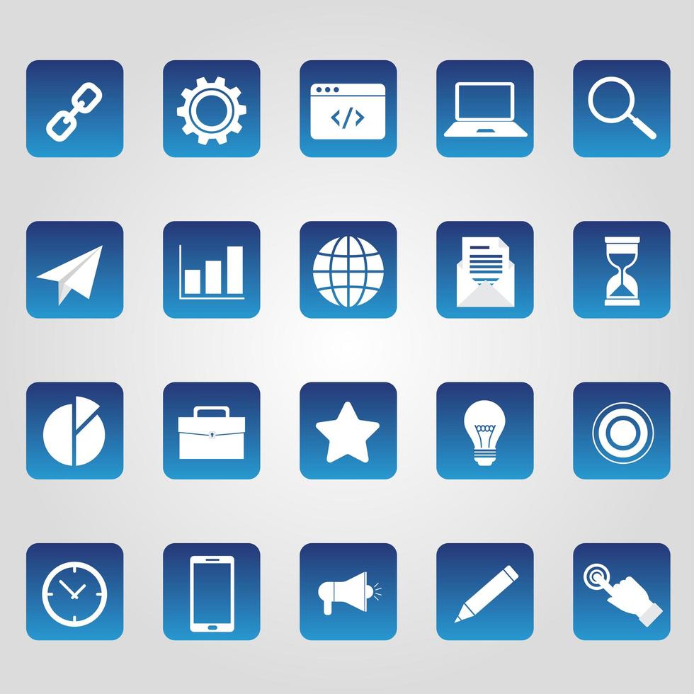 Set of 20 Square Business Icons vector