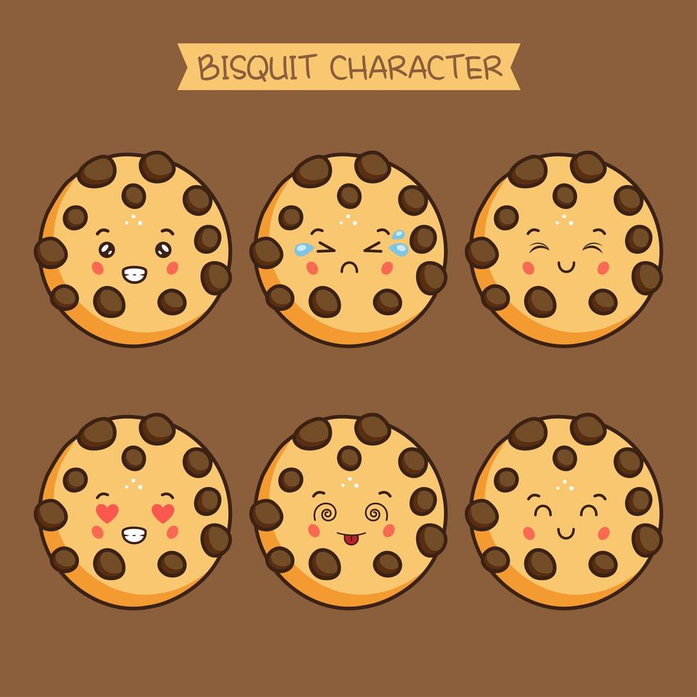 Cute Cookie Characters Set vector