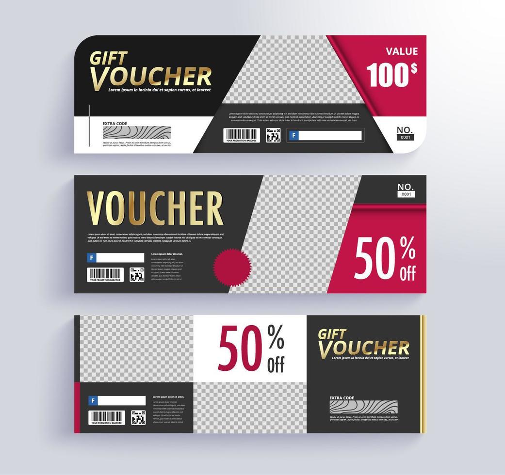Gift red and black voucher banner template set  vector