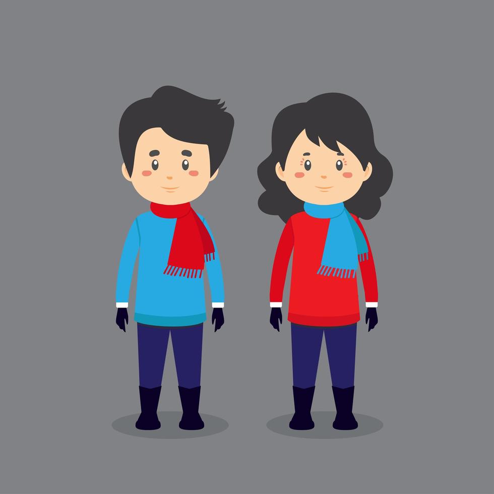 Couple Wearing Winter Clothes  vector