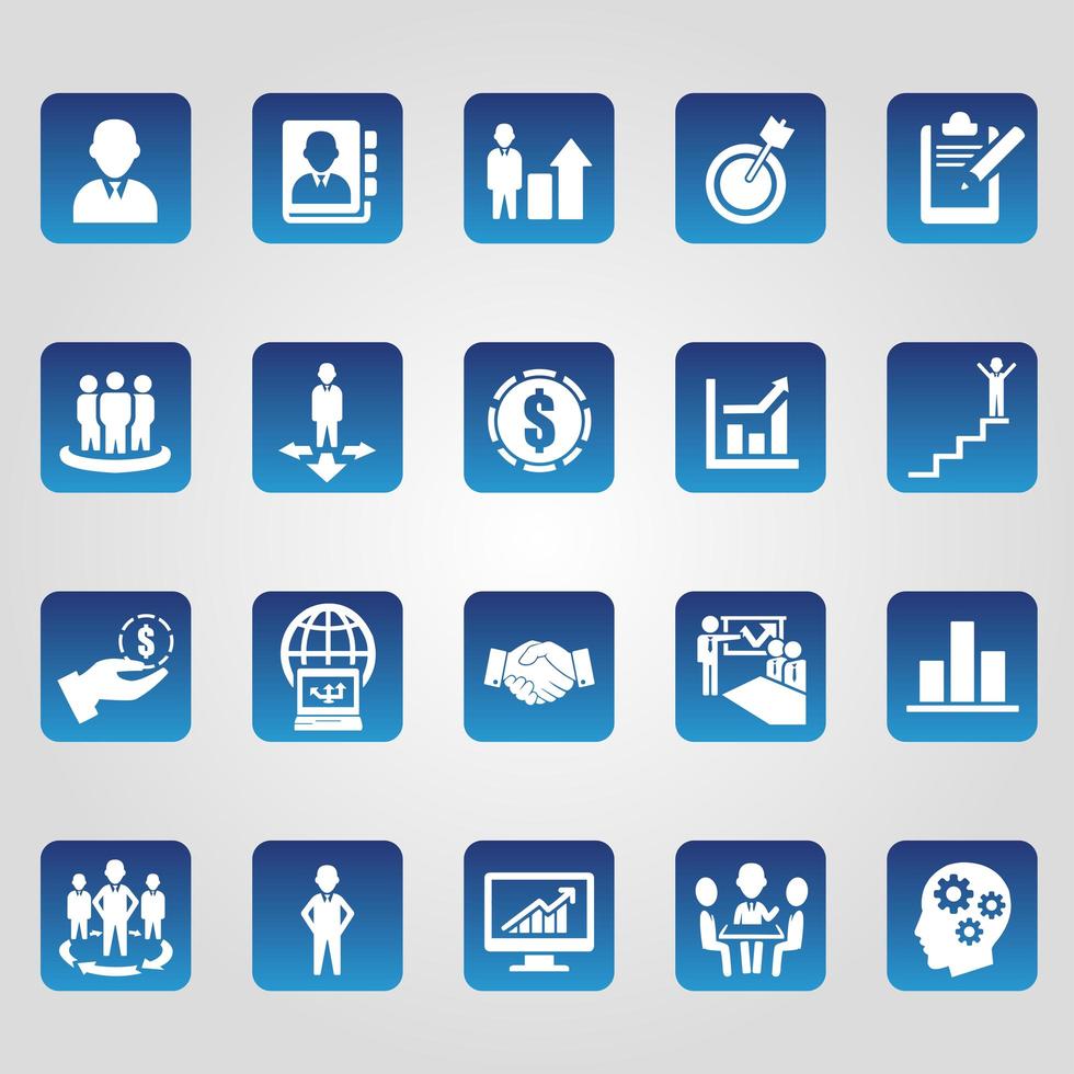 Business, Management and Human Resource Icons Set vector