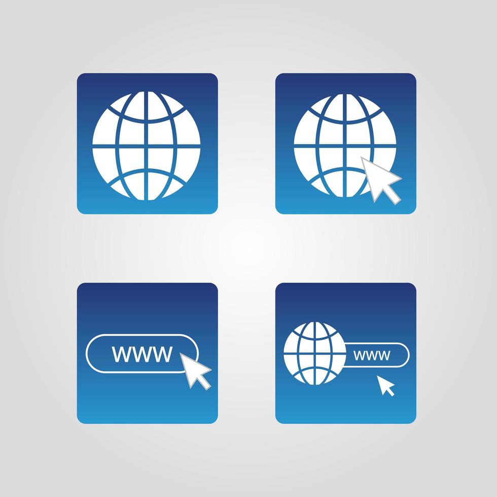 conjunto de 4 iconos simples de sitios web vector