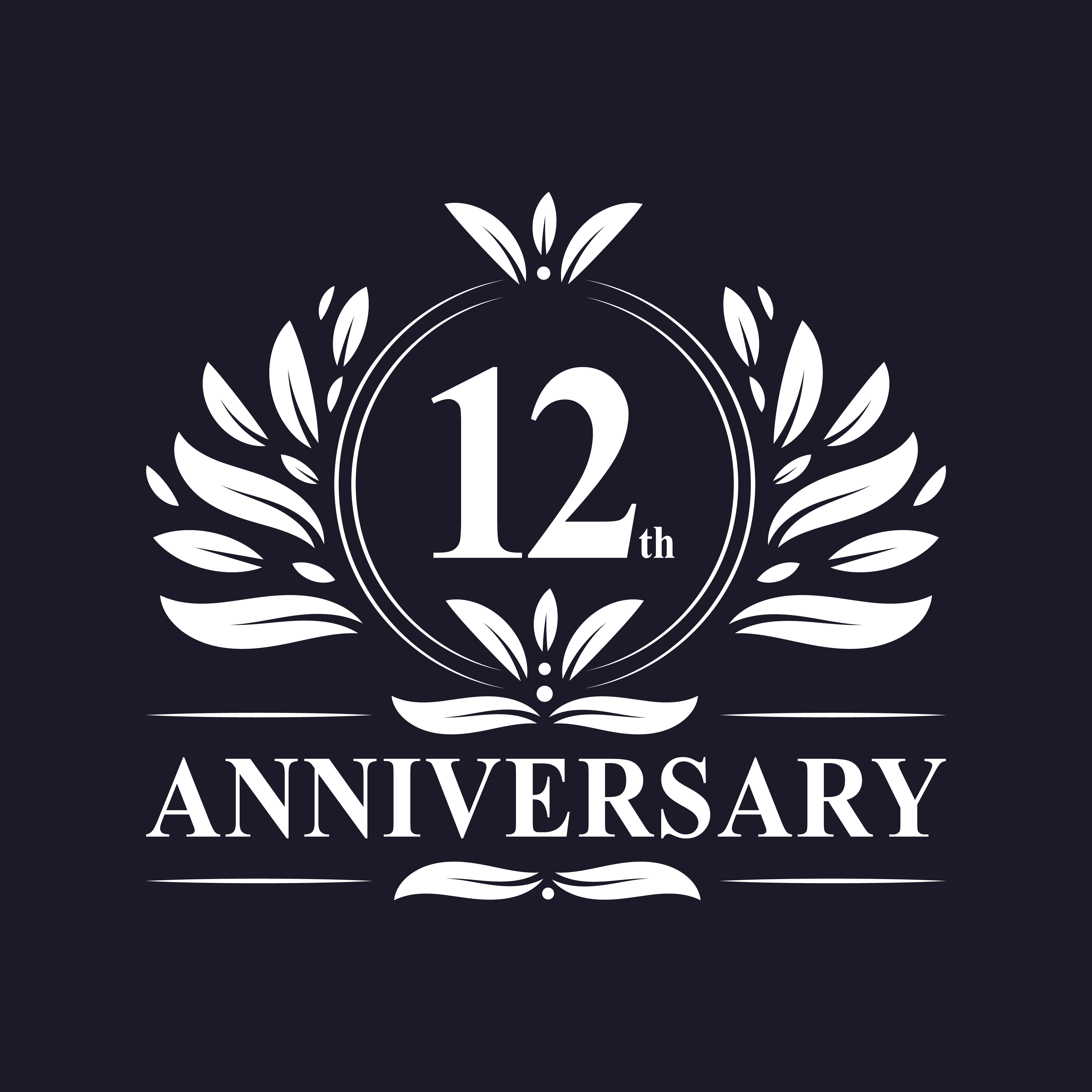 12th year anniversary emblem logo design template Vector Image