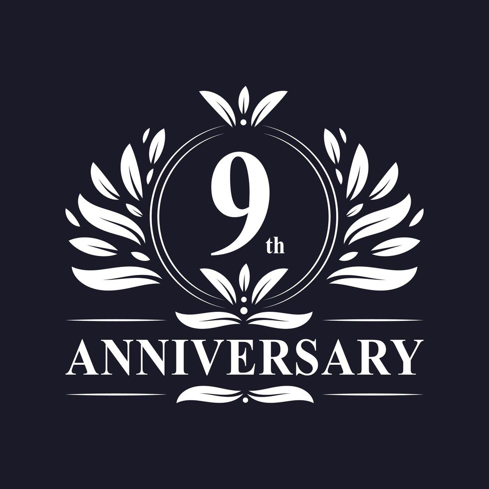 Logotipo del noveno aniversario vector