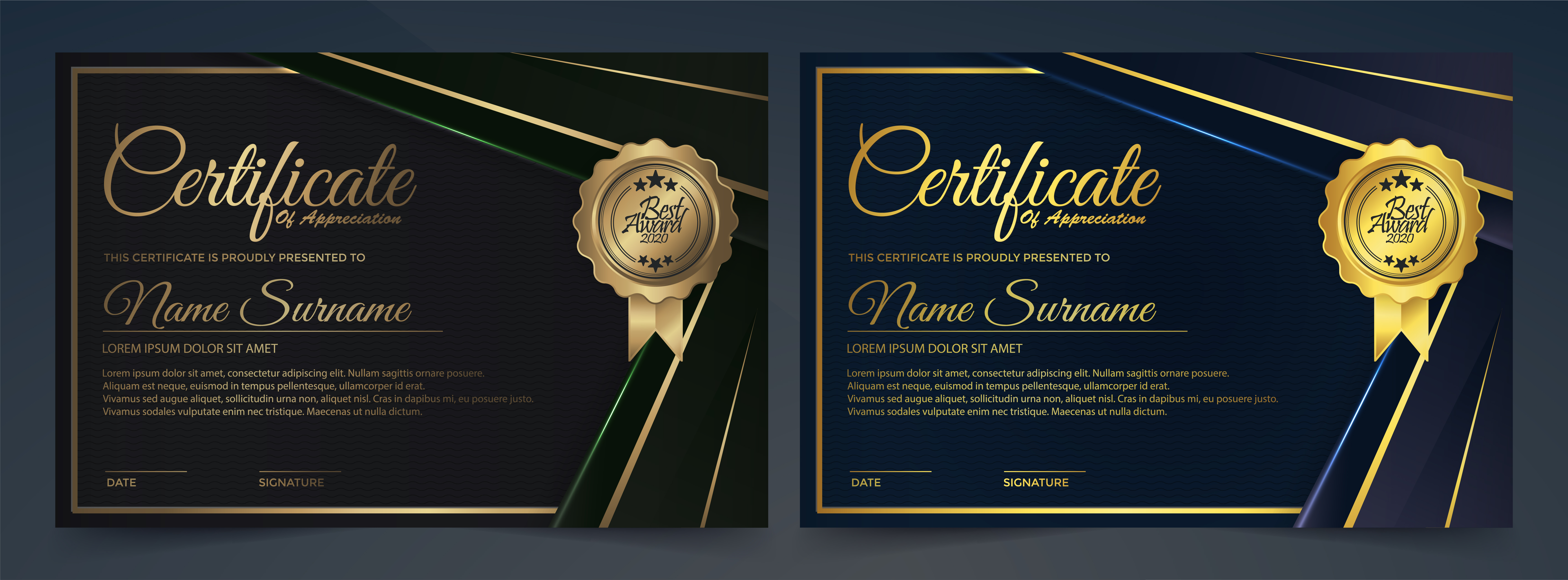 Gold Black, Navy Certificate Template 1220841 Vector Art at Vecteezy