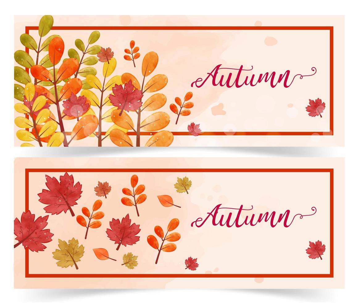 conjunto de banner de venta otoño vector