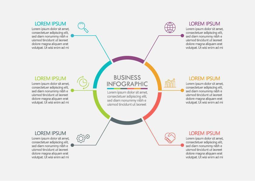 plantilla de infografía círculo colorido línea discontinua vector