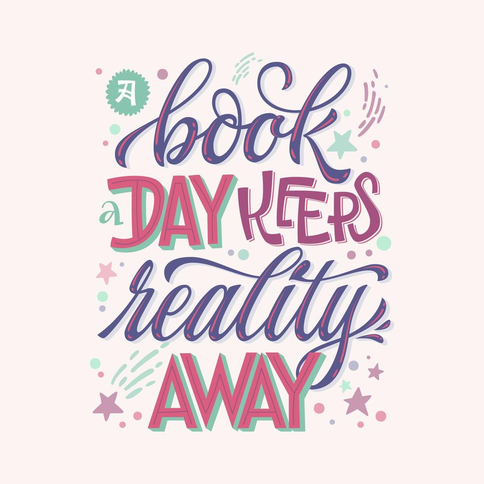 A book a day hand drawn phrase vector