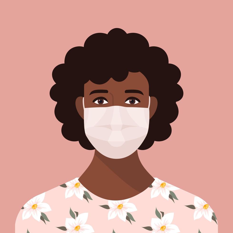 Retrato de una mujer negra con una máscara facial vector